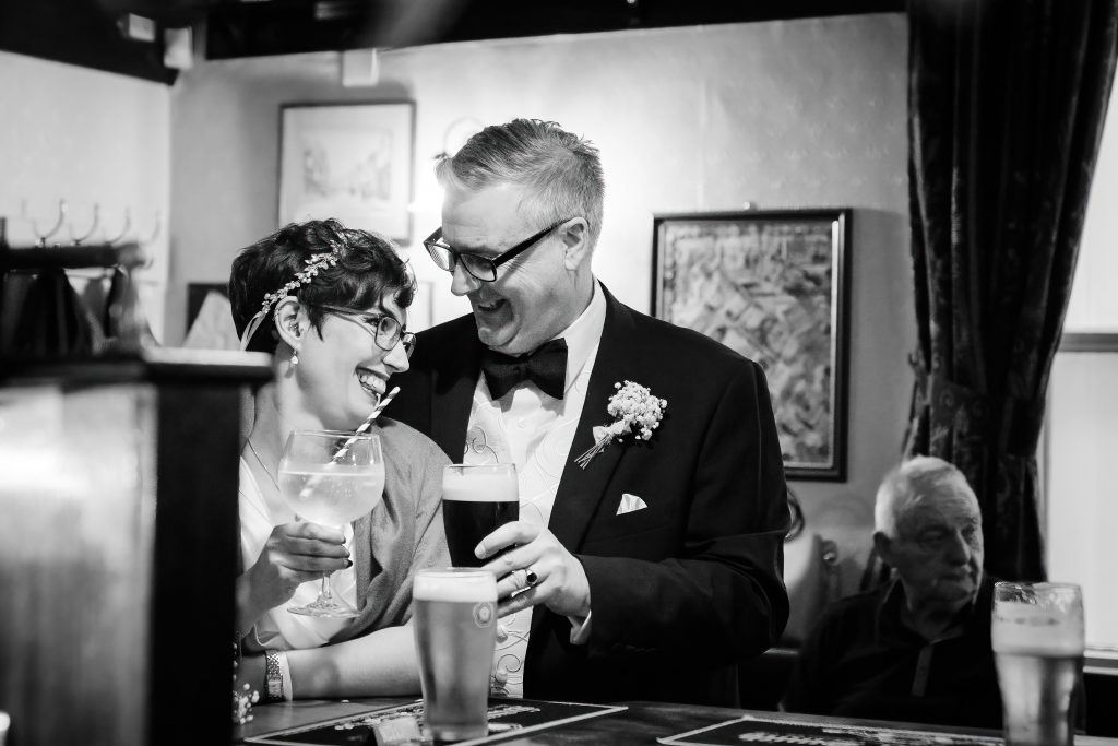 newly married couple in the blue bell pub on lowgate hull scaled