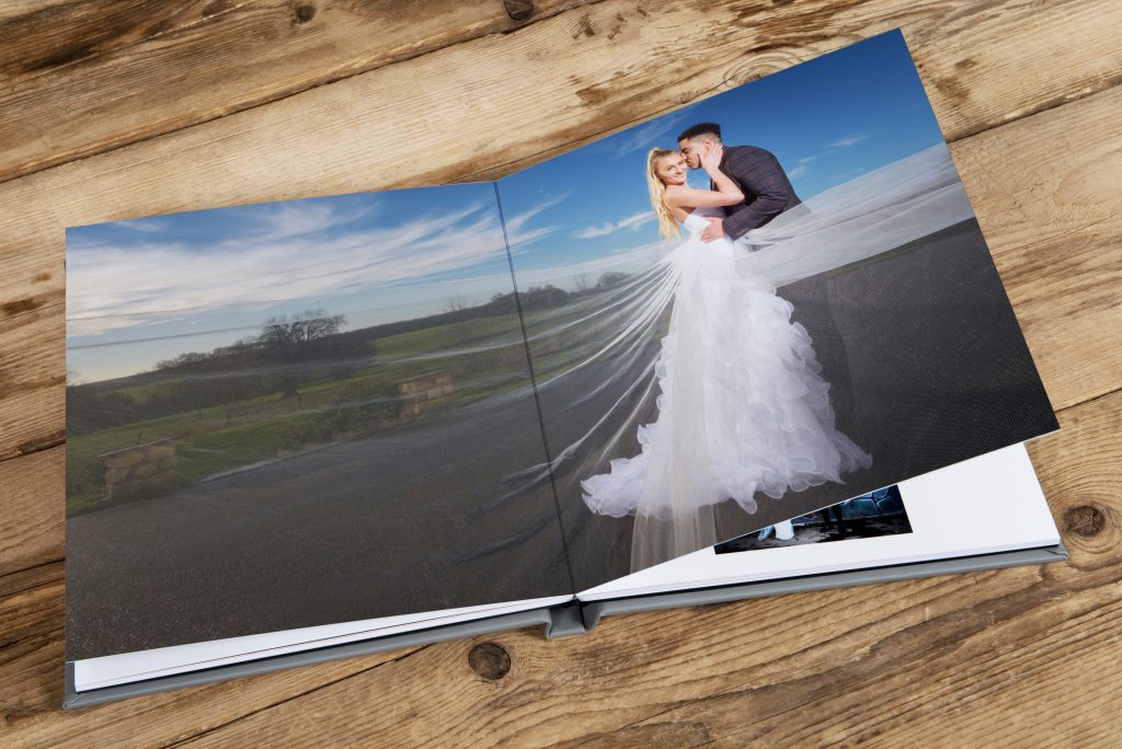 double page spread of a luxury wedding photography album