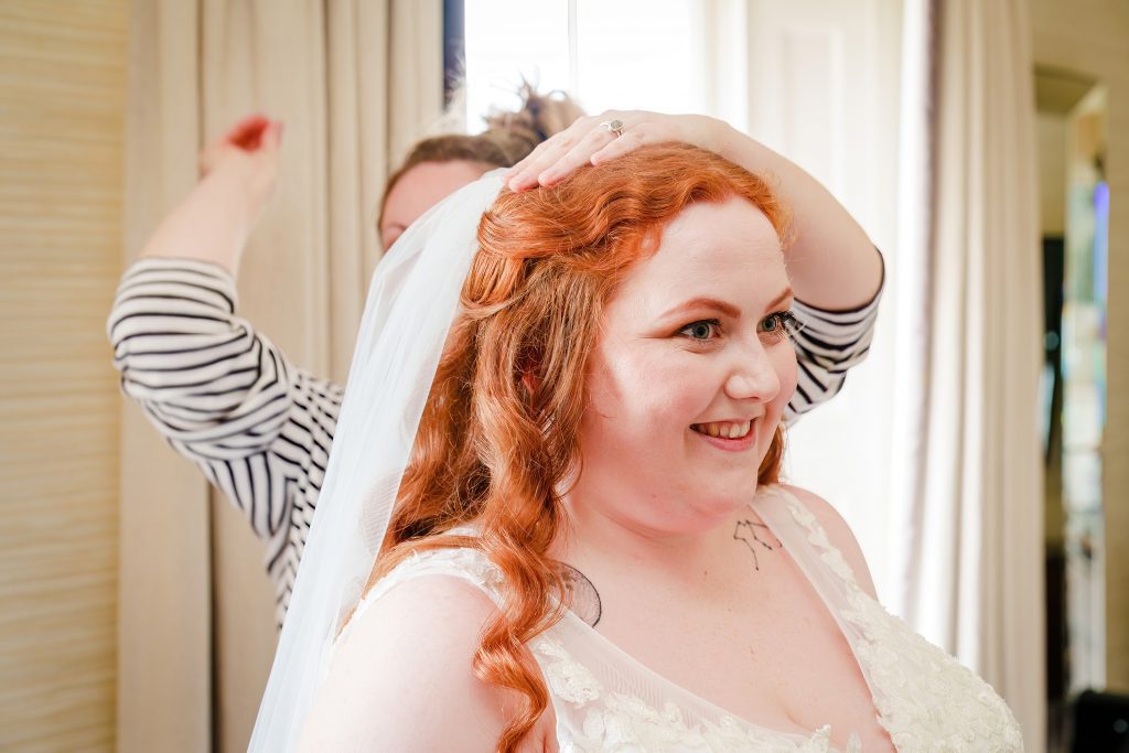 hairdresser before a tickton grange wedding